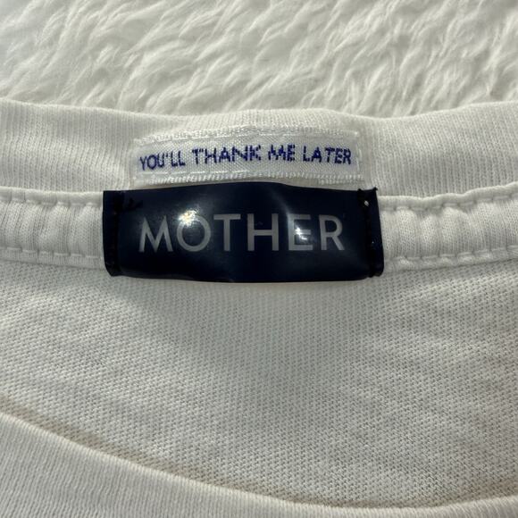 MOTHER Denim DO LESS Graphic Tee Orange on White Size Small - Picture 3 of 7